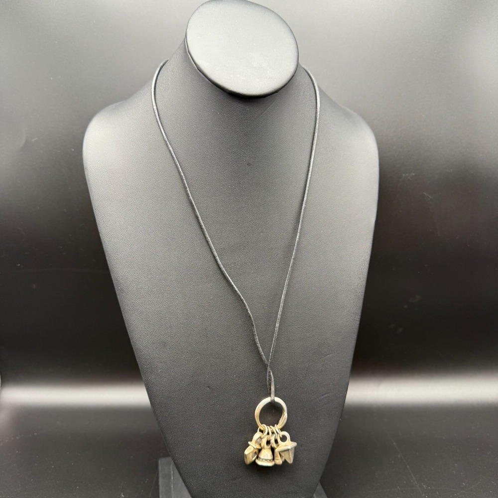 ✨ Unique Artisan Silver Charm Cluster Necklace | Bohemian Tribal Style‎ 🌙🔮 ✨